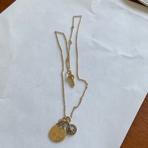 Stella & Dot Gold Tone Charm Necklacep